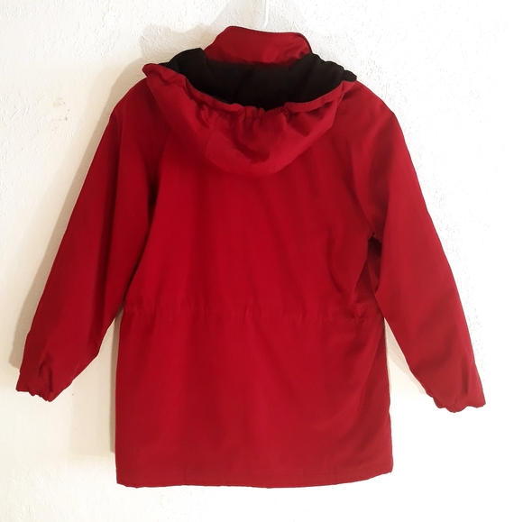 Nautica Women's Red Hooded Winter Jacket - Size Medium Fleece Lined Jacket - Picture 4 of 11